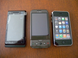 Moto Milestone, the T-Mobile G1 and the iPhone 3GS