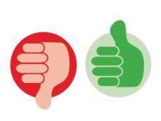 thumbs up, thumbs down graphic