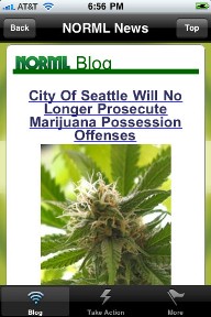 screen image from NORML Android app