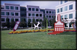 Kare's Classic Mac OS icons were immortalized in the Apple Campus' Icon Garden