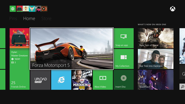 Xbox One interface