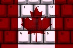 Canadian flag and computer keyboard