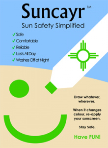 A poster touting the benefits of safe sunning.