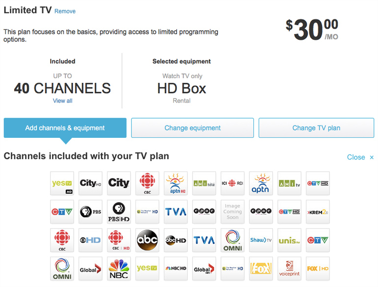 Basic / Expanded Basic TV package