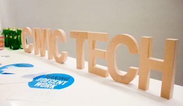 large letters spell out civic tech