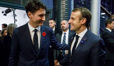 Justin Trudeau and Emmanuel Macron pictures during G7 confernce