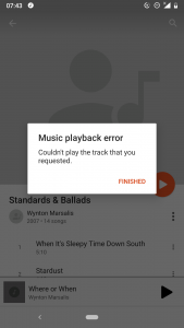 music warning on screen