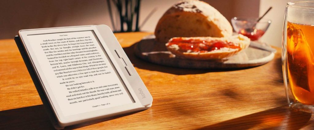 Kobo Libra 2 waterproof eReader features page-turn buttons for