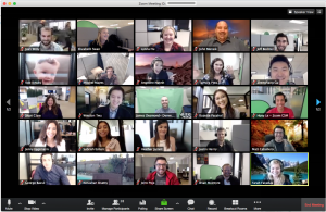 screen grab shows grid of video conferenne particpant faces