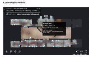 screen grab shows user interface of art gallery floor plan