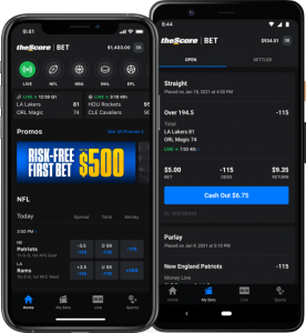smartphones with sports betting app on screen