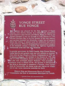 Yonge St historic plaque