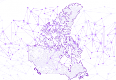 map of Canada with graphic overlay of telecom networks