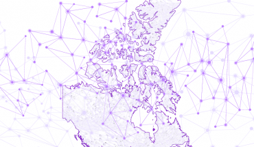 map of Canada with graphic overlay of telecom networks