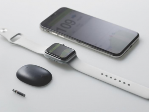 tiny sensor, patch cover, smartwatch and smartphone