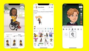 screen grabs of Bitmoji app on smartphone show diversity characterss