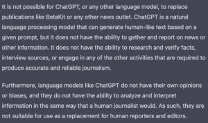 text on screen generated by ChatGPT