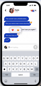 Blush app on smartphone screen shows text conversation in progress