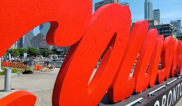 On Toronto's waterfront, the Collision Conference sign appears