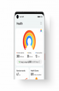 health app interface on smartphone screen