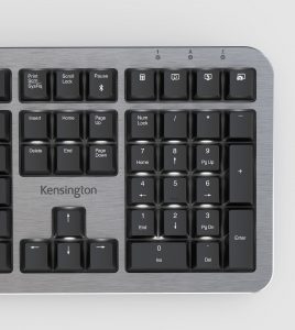 The full-size QWERTY layout is supplemented by a separate numeric keypad, a cluster of cursor command arrows and a row of special function and media keys.