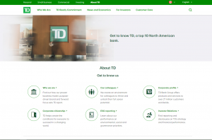 TD website screen capture shows unaffected webpage