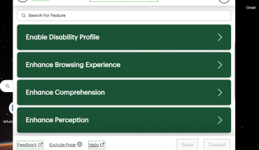 screen grab shows accessibility settings menu