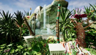 colourful, fanciful garden created in VR