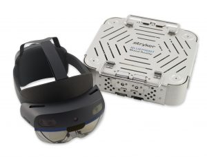 HoloLens headset next to Stryker digital product