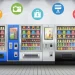 row of vending machines with graphic overlays on image