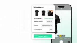 smartphone shows clothing return user interface