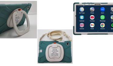front, back, and side of customized tablet for seniors