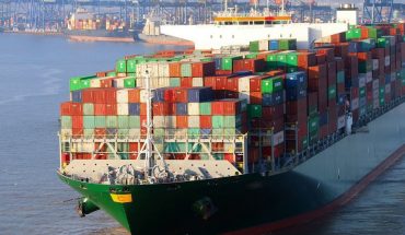 huge ocean-going container ship loaded with cargo