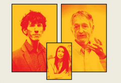 three faces on lecture promotional poster