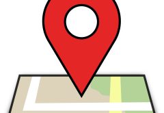 coloured graphic shows location marker pointing to place on map