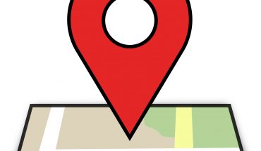coloured graphic shows location marker pointing to place on map